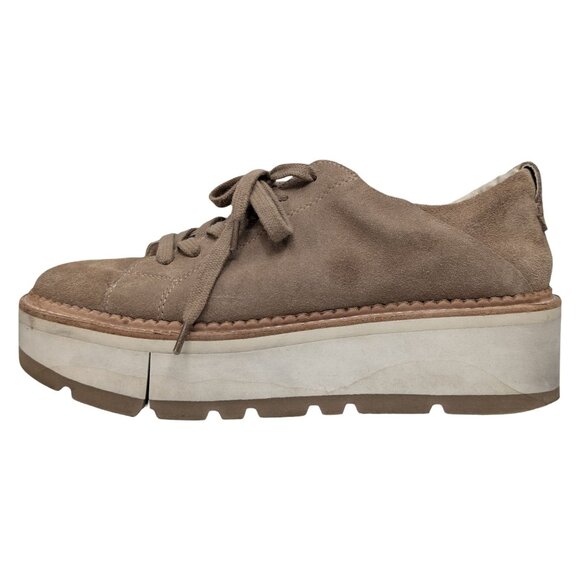 Dolce Vita Suede Toyah Platform Sneakers Womens Tan Brown Lace Up Shoes Size 8 - Picture 2 of 14
